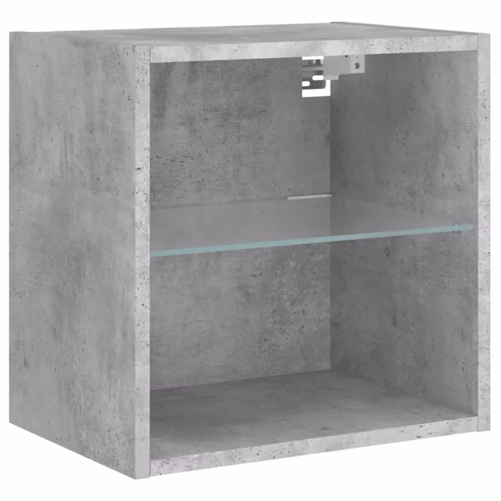 Berkfield Home Wall-mounted Bedside Cabinet with Integrated LED Lights in Concrete Grey – 4
