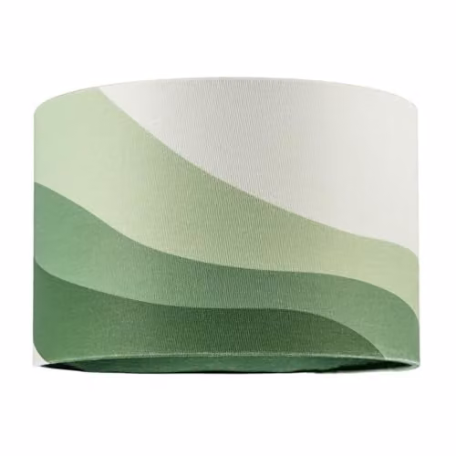 Happy Homewares Modern Green Linen Fabric Drum Lamp Shade with Wavy Design, Diameter: 30 cm