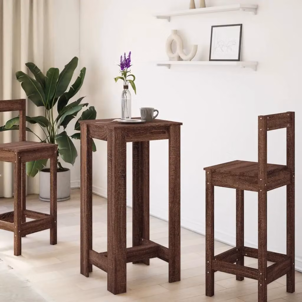 Berkfield Home Modern Square Bar Table in Brown Oak, W/D/H: 51 x 50 x 103.5 cm – 3