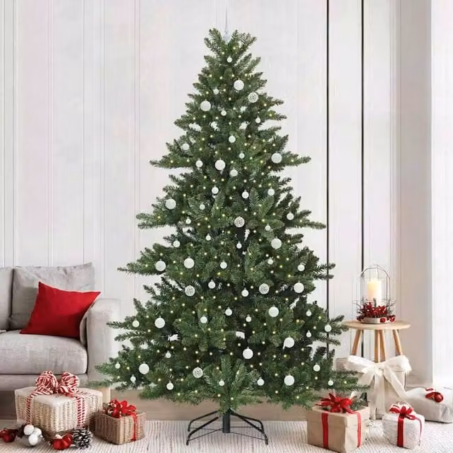 Berkfield Home Artificial Hinged Christmas Tree with 300 LEDs, Green, Height: 240 cm – 1