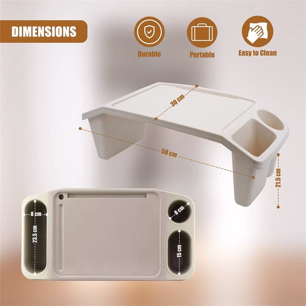 EONLION Beige Cream Bed Tray and Laptop Sofa Table, Width: 100 cm – 2