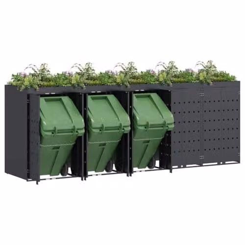 vidaXL Wheelie Bin Storage for 5 Bins, Anthracite, W: 340 cm, D: 77.5 cm, H: 121.5 cm – 1