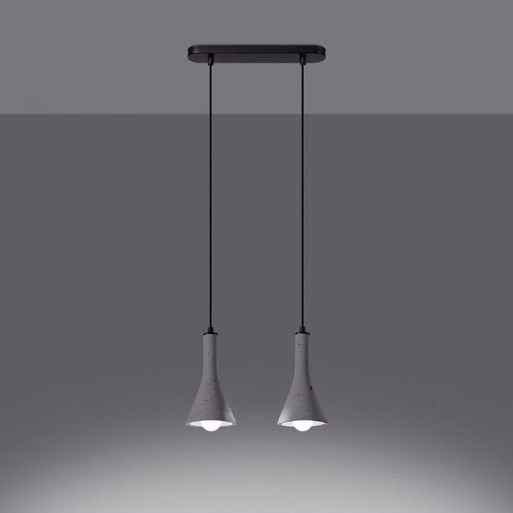 Sollux Lighting Industrial Concrete and Metal Pendant Lamp in Grey, W/D/H: 34 x 12 x 113 cm – 3