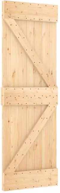 Berkfield Home Rustic Solid Wood Pine Sliding Door with Hardware Set, Light Brown, W: 70 cm, H: 210 cm