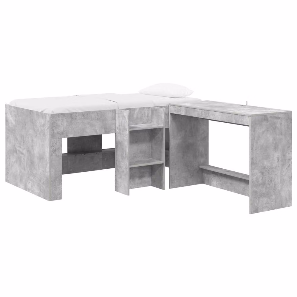 Berkfield Home Kids' High Bed Frame with Desk and Stairs in Concrete Grey – 2