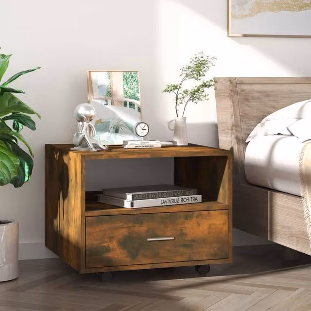 Berkfield Home Smoked Oak Decorative Coffee Table in Brown, W/D/H: 55 x 55 x 40 cm – 1