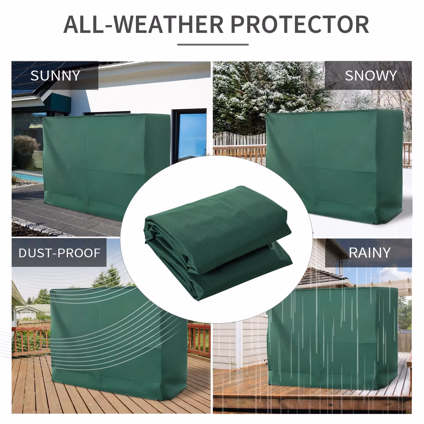 Outsunny Green Oxford Patio 3-Seater Swing Chair Cover, Waterproof and Anti-UV Polyester Protector, W: 133 cm, D: 240 cm, H: 185 cm – 3