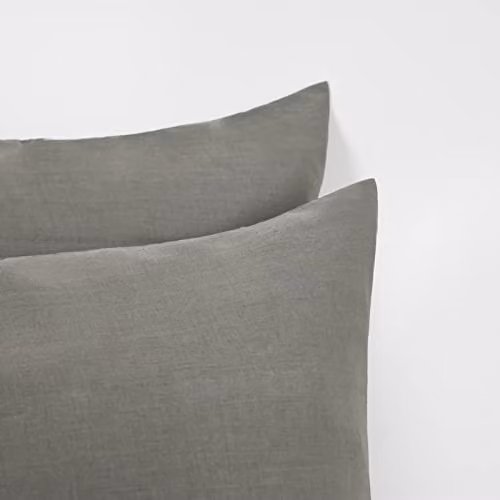 Highams 2 Pack Grey 200 Thread Count 100% Cotton Housewife Pillowcases with Envelope Closure, W: 50 cm x H: 75 cm – 4