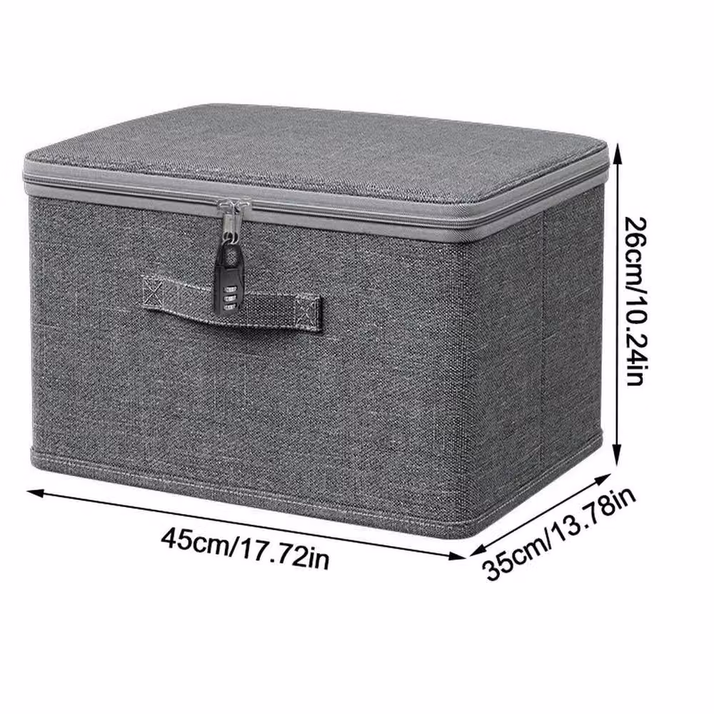 SPETLEK Large Foldable Canvas Storage Boxes in Grey, W: 45 cm, D: 40.95 cm, H: 26 cm – 2