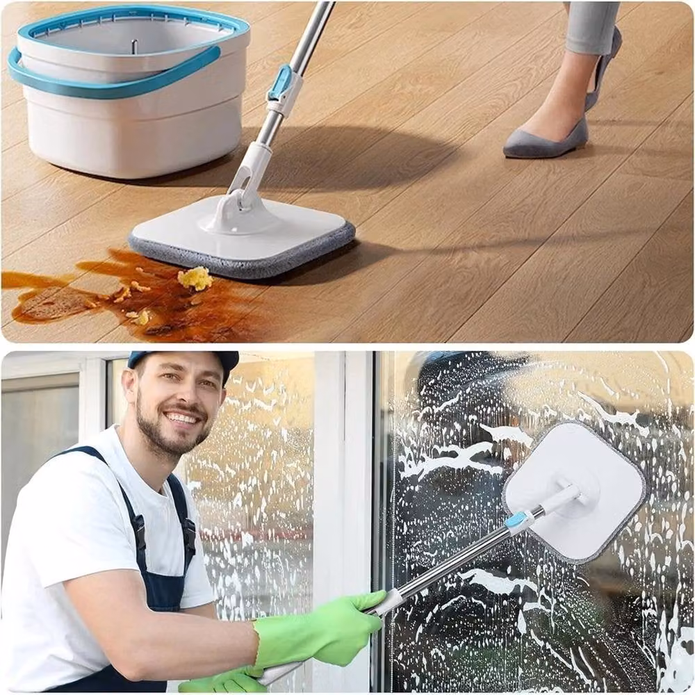 NESTLUNE 2.5L Spin Mop and Bucket Set with Stainless Steel Handle in Blue – 2