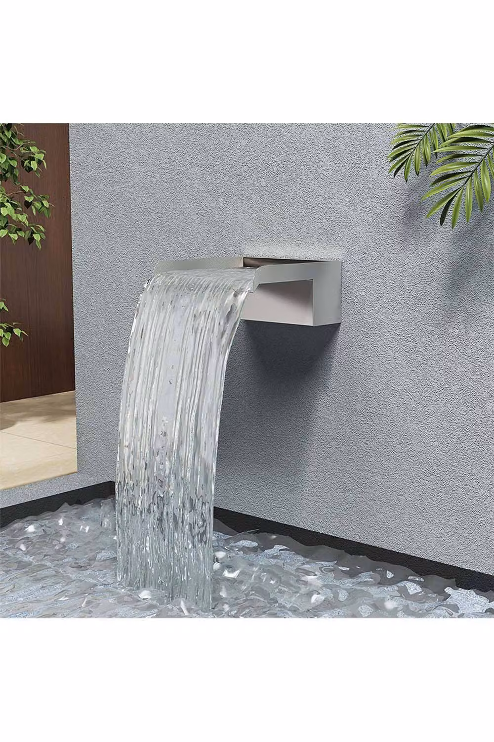 Living and Home Silver Stainless Steel Wall-Mounted Water Blade Garden Waterfall Fountain, W/D/H: 20 x 20 x 10 cm – 3