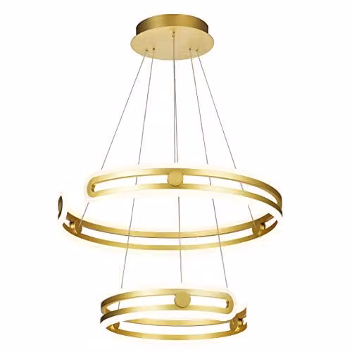Netlighting Modern LED Hanging Pendant in Gold/Brass with Warm White 3000K, 5180lm and Dimmable Function