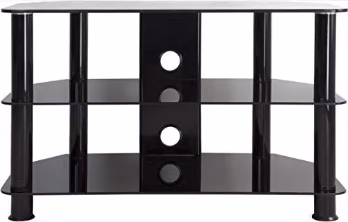 AVF Black Corner TV Stand with Glass Top and Metal Legs, 80 cm Wide, Fits up to 43 Inch TVs – 4