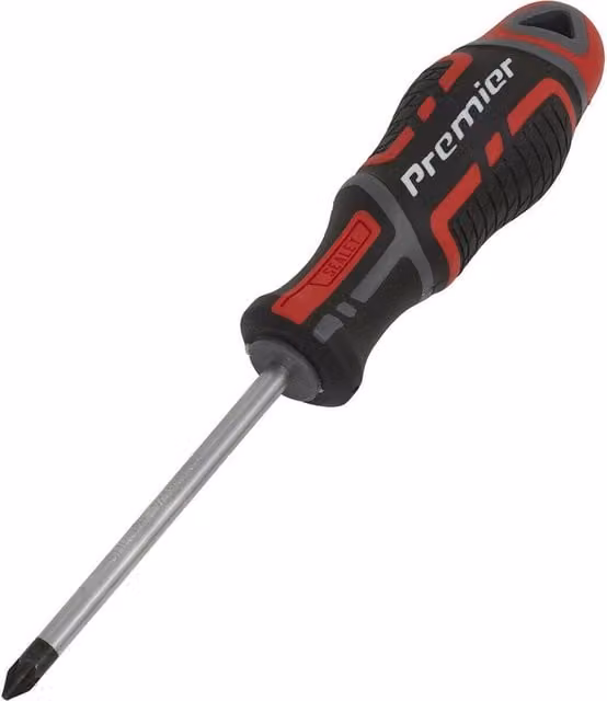 Loops PREMIUM Pozi 1 x 75mm Screwdriver with Ergonomic Soft Grip and Magnetic Tip in Red and Multicolour