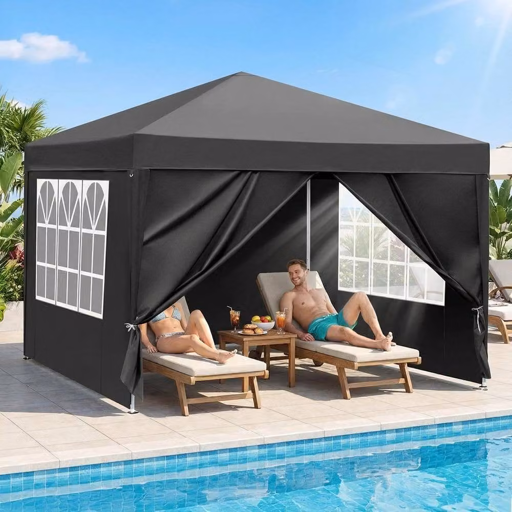 Kelvenix Pop Up Canopy Outdoor Gazebo Marquee in Black, W: 300 cm, D: 299.7 cm, H: 245.11 cm – 5