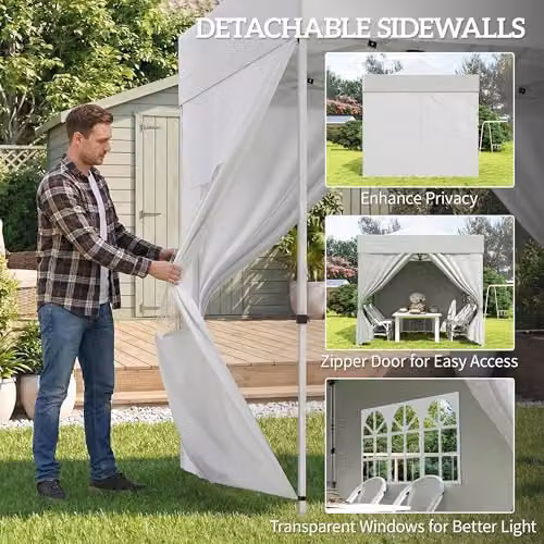 Outsunny Pop Up Gazebo with Sidewalls and Windows, UPF 50+, Silver Grey, W/D/H: 300 x 300 x 240 cm – 4