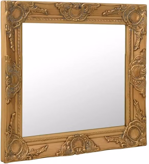 Berkfield Home Baroque Style Square Wall Mirror, Gold, W: 50 cm, H: 50 cm