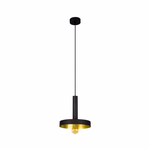 Netlighting Whizz Dome Pendant Light in Black and Gold/Brass with E27 Socket – 1