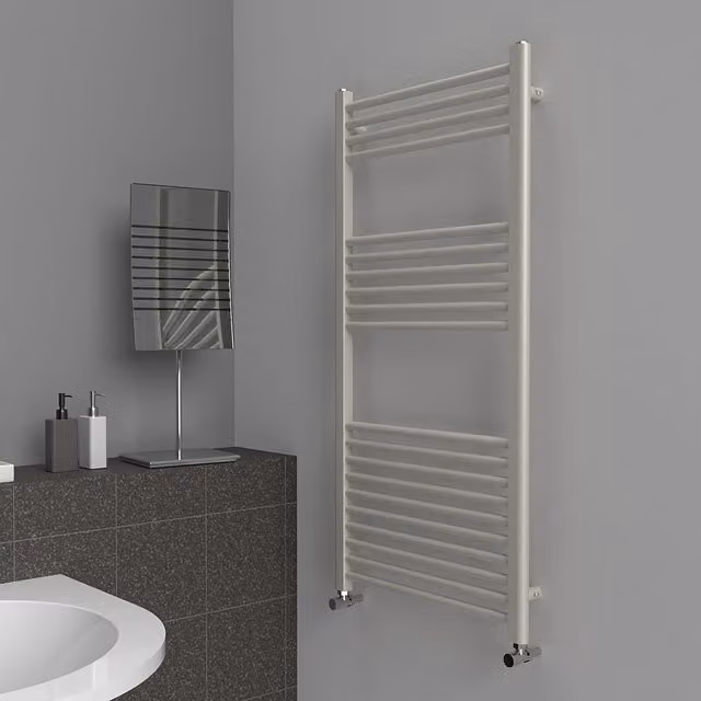 Lux Heat Coloured Steel Towel Radiator in White, W: 60 cm, H: 120 cm