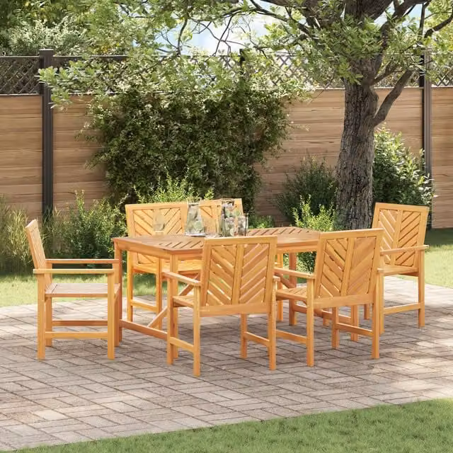 Berkfield Home 5 Piece Acacia Wood Garden Dining Set in Brown