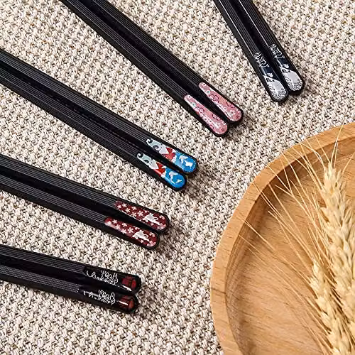 JINGYAN Black Matte Fiberglass Chopsticks with Non-Slip Handle, 1 Pair Rabbit Design – 4