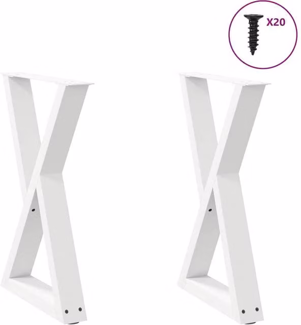 Berkfield Home Dining Table Legs, 2 Pieces, White Steel, H: 72-73.3 cm x W: 60 cm