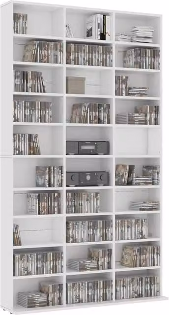 Berkfield Home White Decorative CD Cabinet, W/D/H: 102 x 16 x 177.5 cm – 1