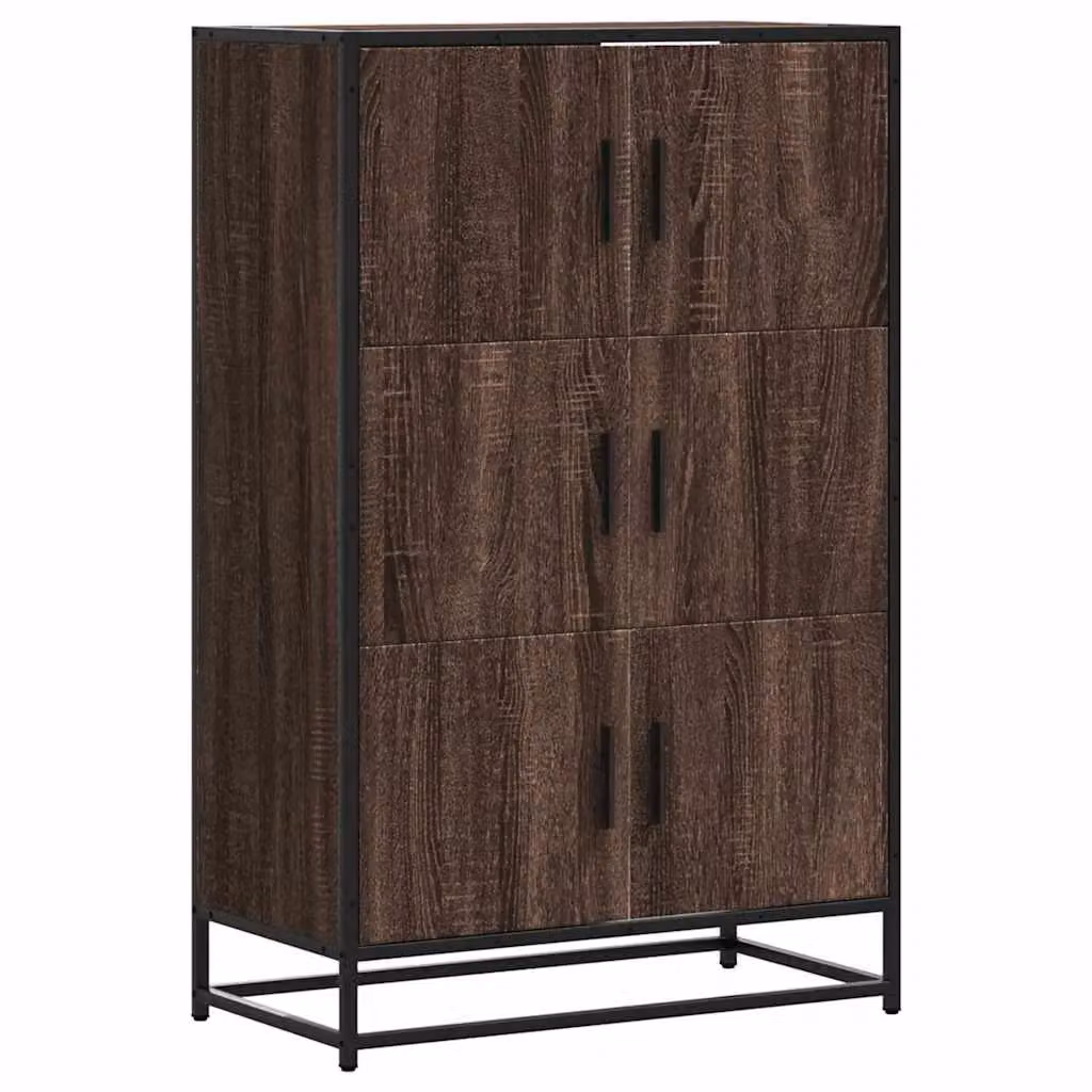 Berkfield Home Brown Oak Highboard in Engineered Wood and Metal, W/D/H: 68 x 35 x 106.5 cm – 2