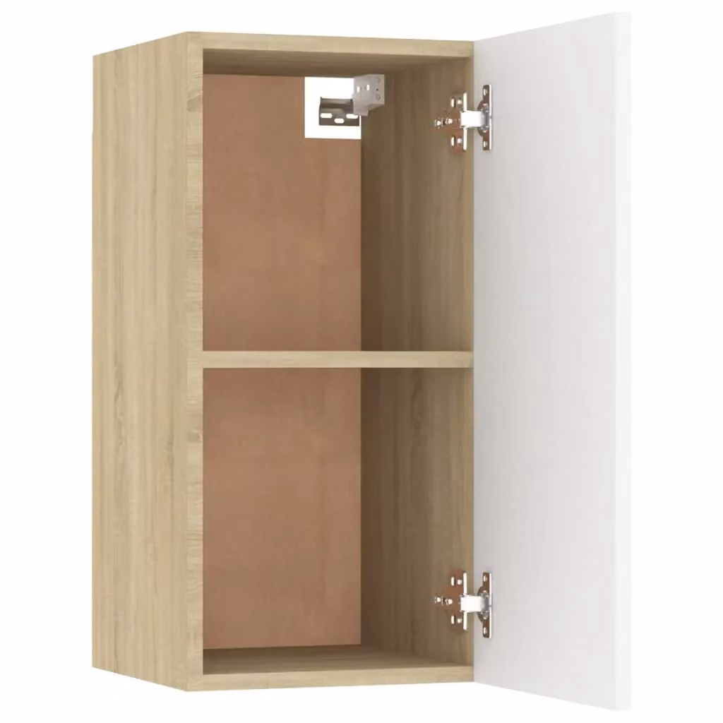 Berkfield Home Wall Mounted TV Cabinet in White and Oak, W/D/H: 60 x 30 x 30.5 cm – 2
