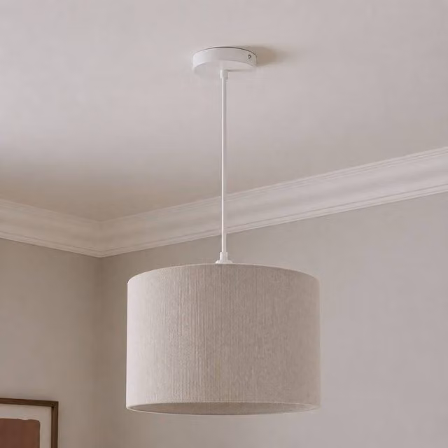 CGC Lighting Lola Corduroy Round Lampshade with Silk Inner in Grey, Diameter: 30 cm – 3