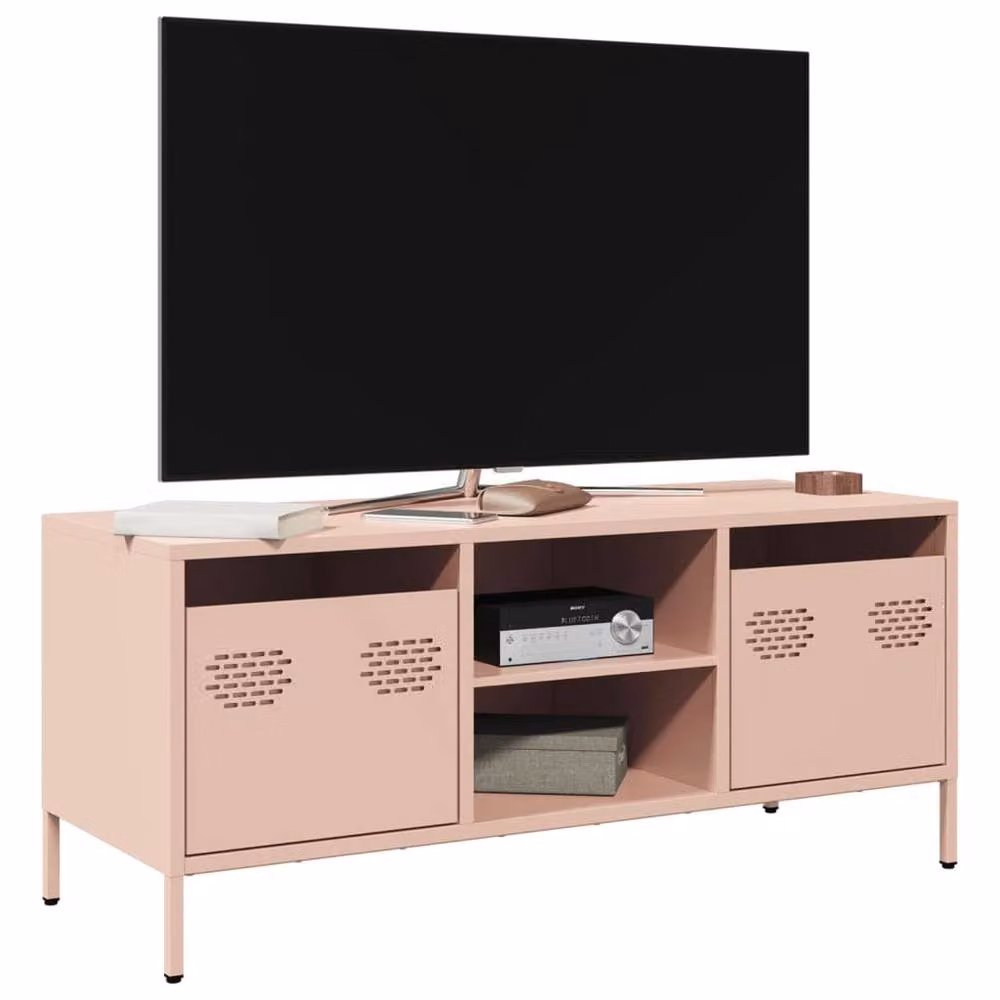 Berkfield Home Pink Modern TV Cabinet in Matt Cold-rolled Steel, W/D/H: 101.5 x 39 x 43.5 cm – 2