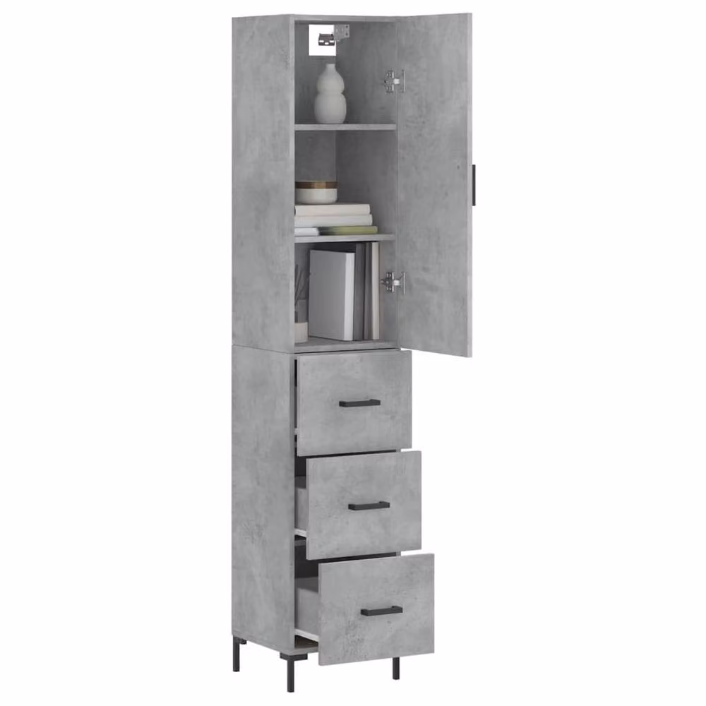 Berkfield Home Industrial Highboard in Concrete Grey, W/D/H: 34.0 x 34.5 x 180 cm – 2