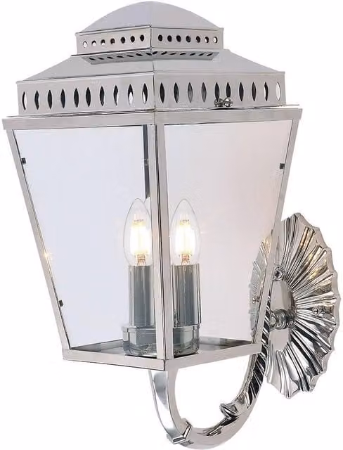 Netlighting Mansion House 3 Light Outdoor Wall Lantern Light in Grey and Polished Nickel with IP44 Rating and E14 Base