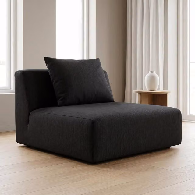 Abakus Direct Tokyo Single Seat Lounge Chair in Anthracite Grey and Black Basket Weave Fabric