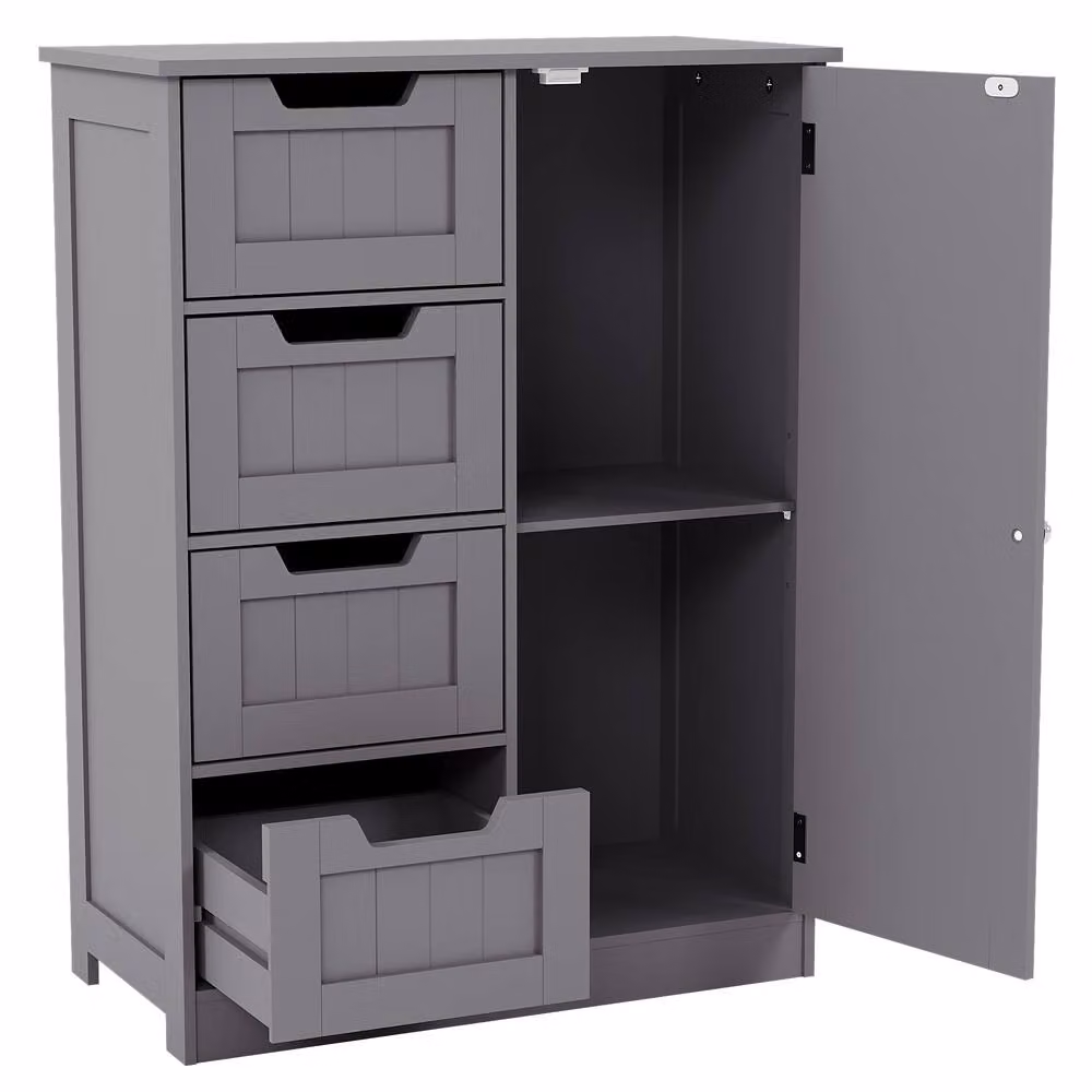 HD Designs Priano Freestanding Bathroom Storage Unit with 4 Drawers and 1 Door in Matt Dark Grey – 6