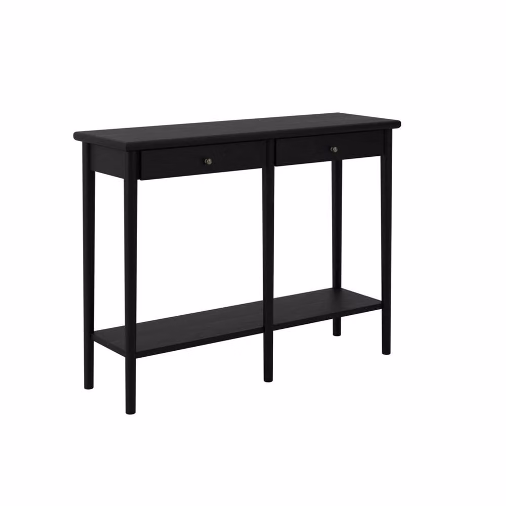 Wyld Haus Newbridge Black Ash Veneer Console Table with 2 Drawers and Bottom Shelf, W/D/H: 82.5 x 34.5 x 34.5 cm – 2