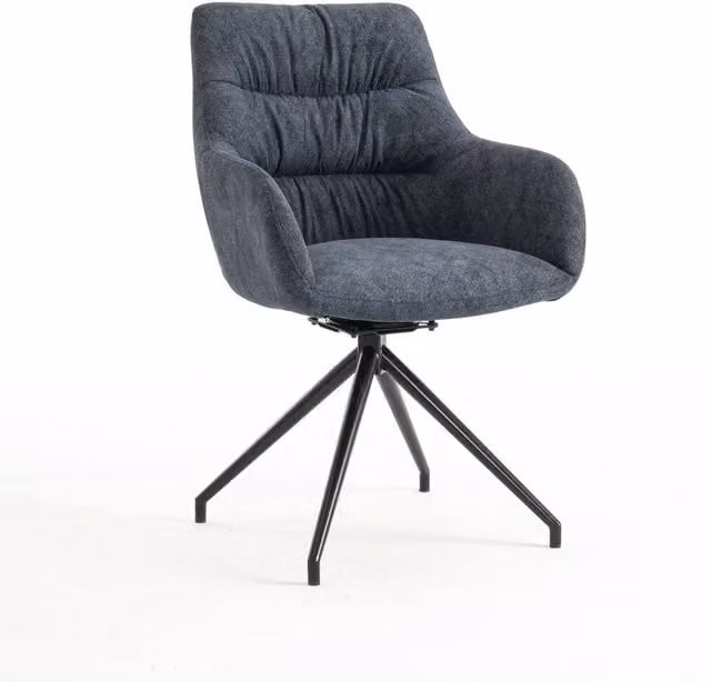 More4Homes Set of 6 Eva Modern Blue Velvet Dining Chairs with Arms