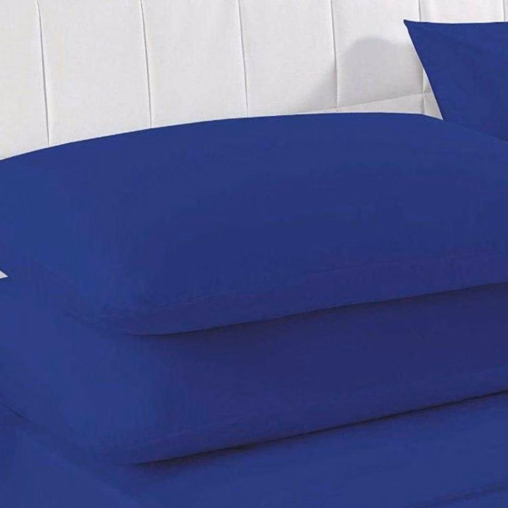 K Collection Navy Blue Cotton Percale Fitted Sheet, W/D/H: 90 x 200 cm – 2