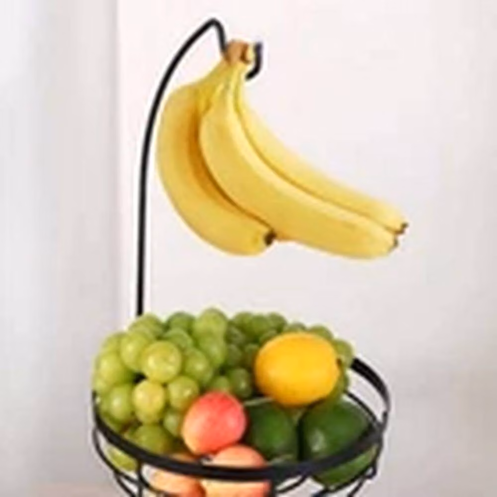 Havendro 2 Tier Metal Fruit and Vegetable Basket with Banana Hanger in Black – 2