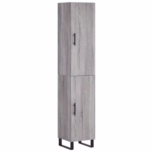 vidaXL Modern Grey Sonoma Highboard W/D/H: 34.5 x 34 x 180 cm