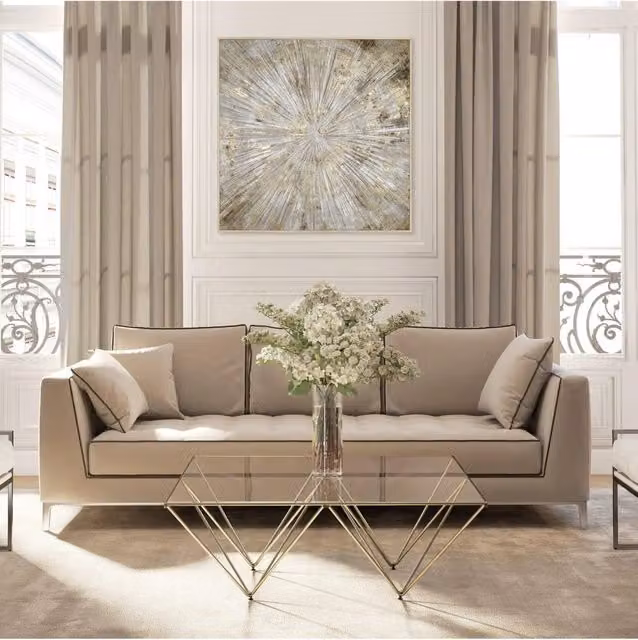 Gallery Direct Starburst Flair Square Framed Abstract Geometric Wall Art in Gold