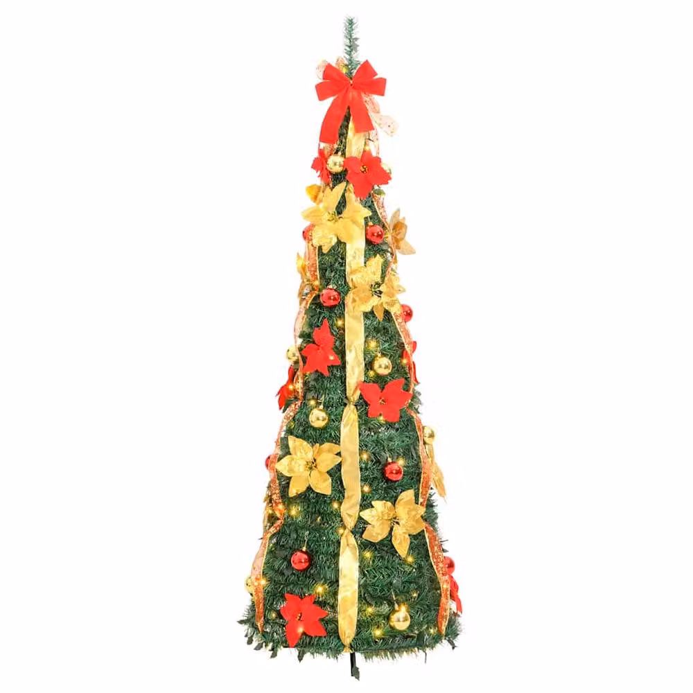 Berkfield Home Beautiful Green Artificial Pop-up Christmas Tree with 200 LEDs, Height: 210 cm – 4