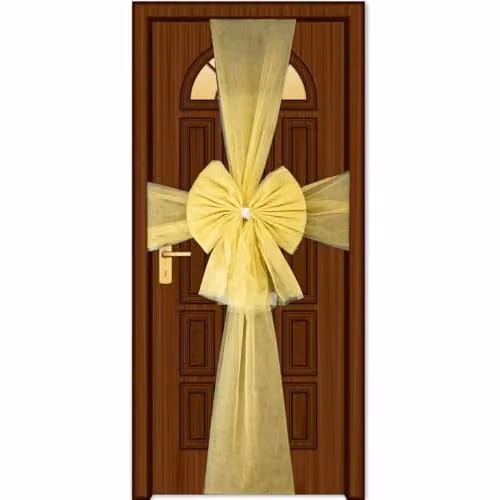 SHATCHI Gold Diamante Giant Christmas Door Bow for Festive Home Decoration – 1