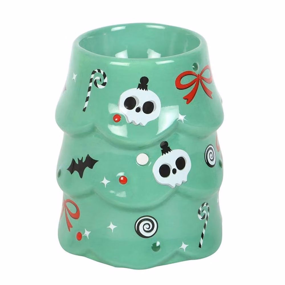 Uniqueful Creepy Christmas Tree Ceramic Oil Burner and Wax Warmer in Green – 3