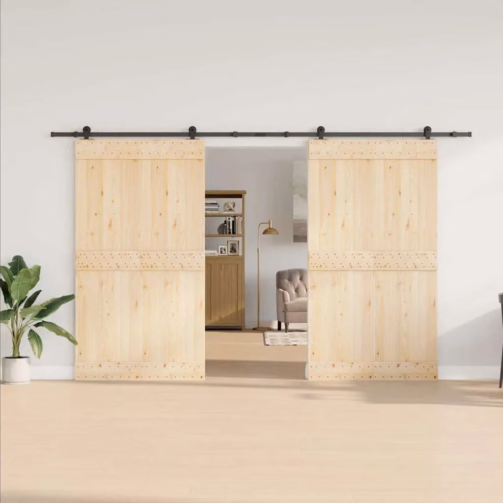 Berkfield Home Matt Black Steel Sliding Door Hardware Kit – 2