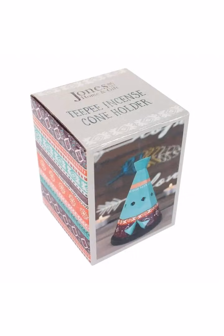 KDMD Boho Ceramic Teepee Incense Cone Holder in Blue – 2
