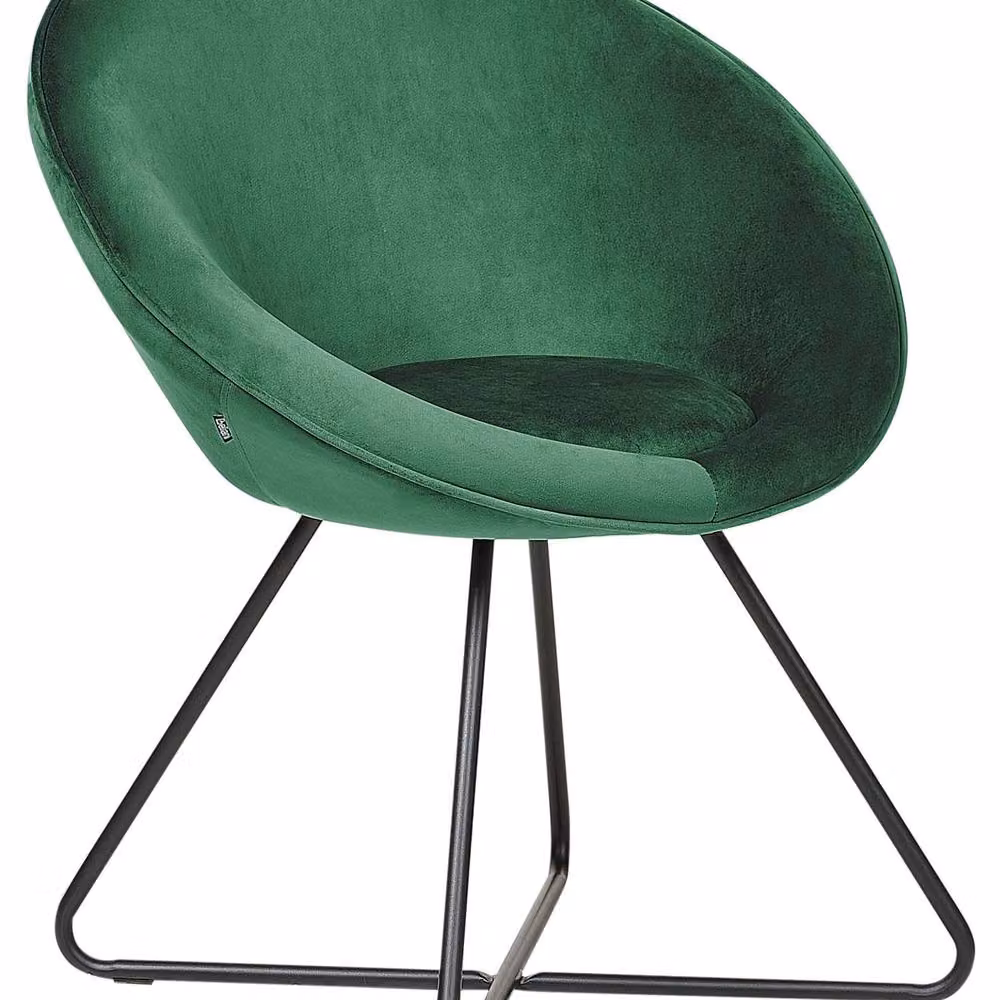 Wyld and Coco Velvetique Green Velvet Tub Accent Chair with Metal Frame – 2