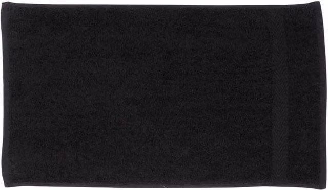 Towel City Luxury Black Cotton Terrycloth Guest Towel with Hanging Loop and Border – 1