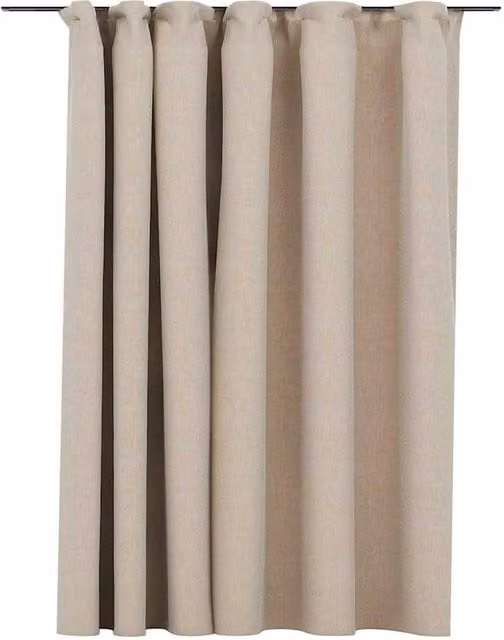 Berkfield Home Linen-Look Blackout Curtain in Beige with Hooks W: 290 cm, H: 245 cm