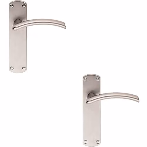 Loops 2 Pack Arched Lever on Latch Backplate Door Handle in Chrome, W: 170 mm, H: 42 mm